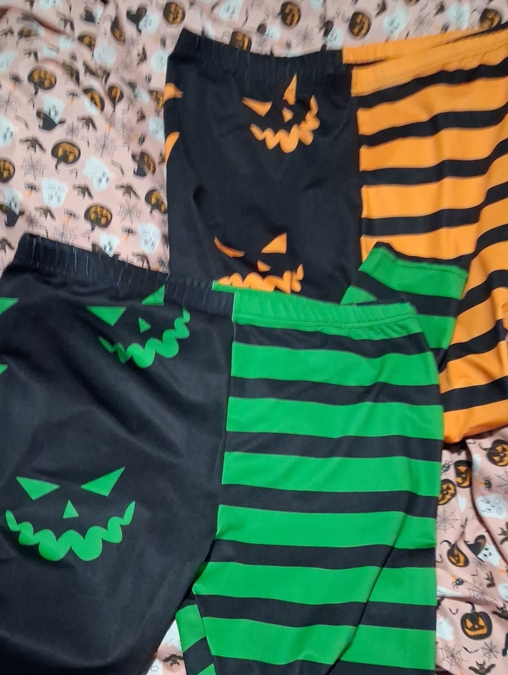 Halloween Jack-O'-Lantern Stripe Leggimgss Duo